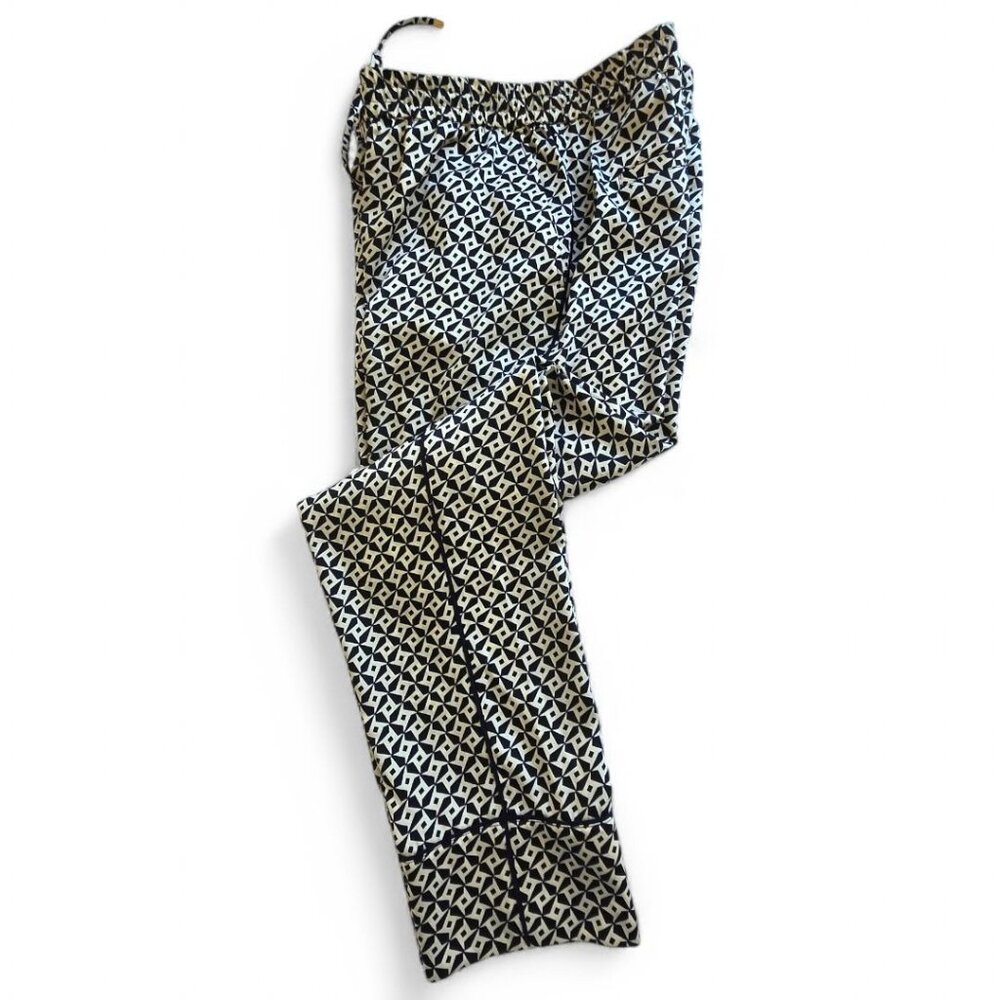 Lauren Ralph Lauren Womens Geometric Elastic Drawstring Pants Navy White Size 10 - Picture 5 of 8